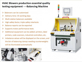 JP Balancing Machines for ECFA and HVAC Blowers