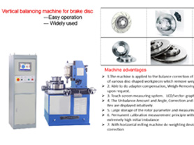 Vertical balancing machine for brake disc